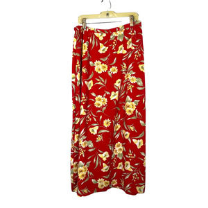 Southern Lady Womens Red Floral Skirt Size 12 100% Polyester Lightweight